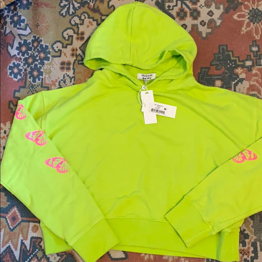 FRANKIES BIKINI BURL SWEATSHIRT CROP NWT MEDIUM